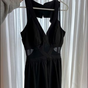 Black Mini Dress Detailed Neckline and Waist
